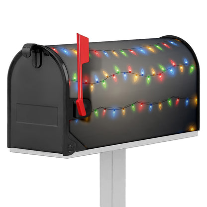 Colorful Christmas String Lights Print Mailbox Cover