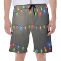 Colorful Christmas String Lights Print Men's Beach Shorts