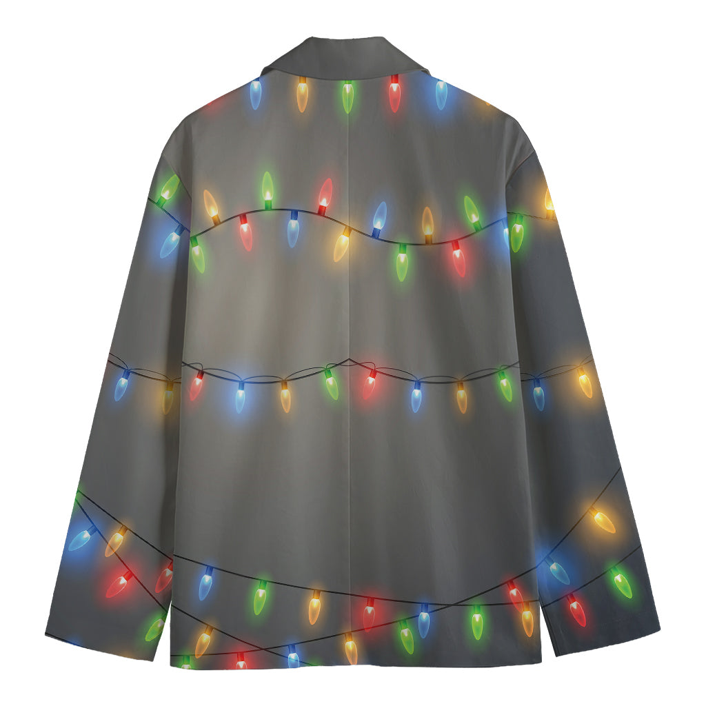 Colorful Christmas String Lights Print Men's Blazer