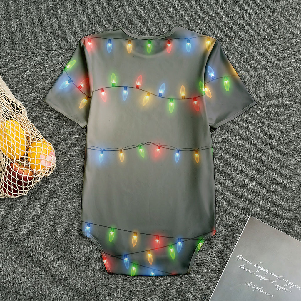 Colorful Christmas String Lights Print Men's Bodysuit
