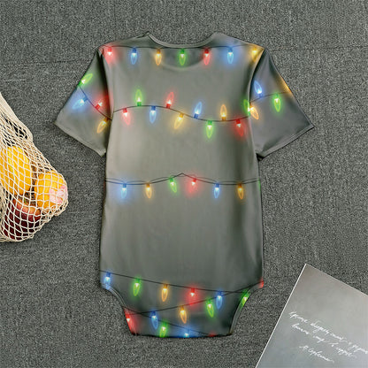 Colorful Christmas String Lights Print Men's Bodysuit