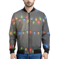 Colorful Christmas String Lights Print Men's Bomber Jacket