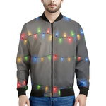 Colorful Christmas String Lights Print Men's Bomber Jacket