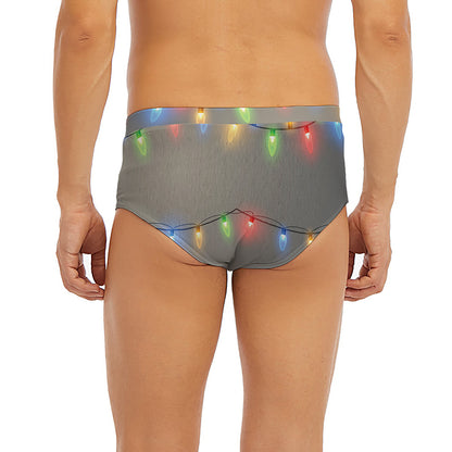 Colorful Christmas String Lights Print Men's Briefs