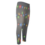 Colorful Christmas String Lights Print Men's Compression Pants