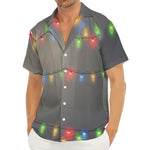 Colorful Christmas String Lights Print Men's Deep V-Neck Shirt