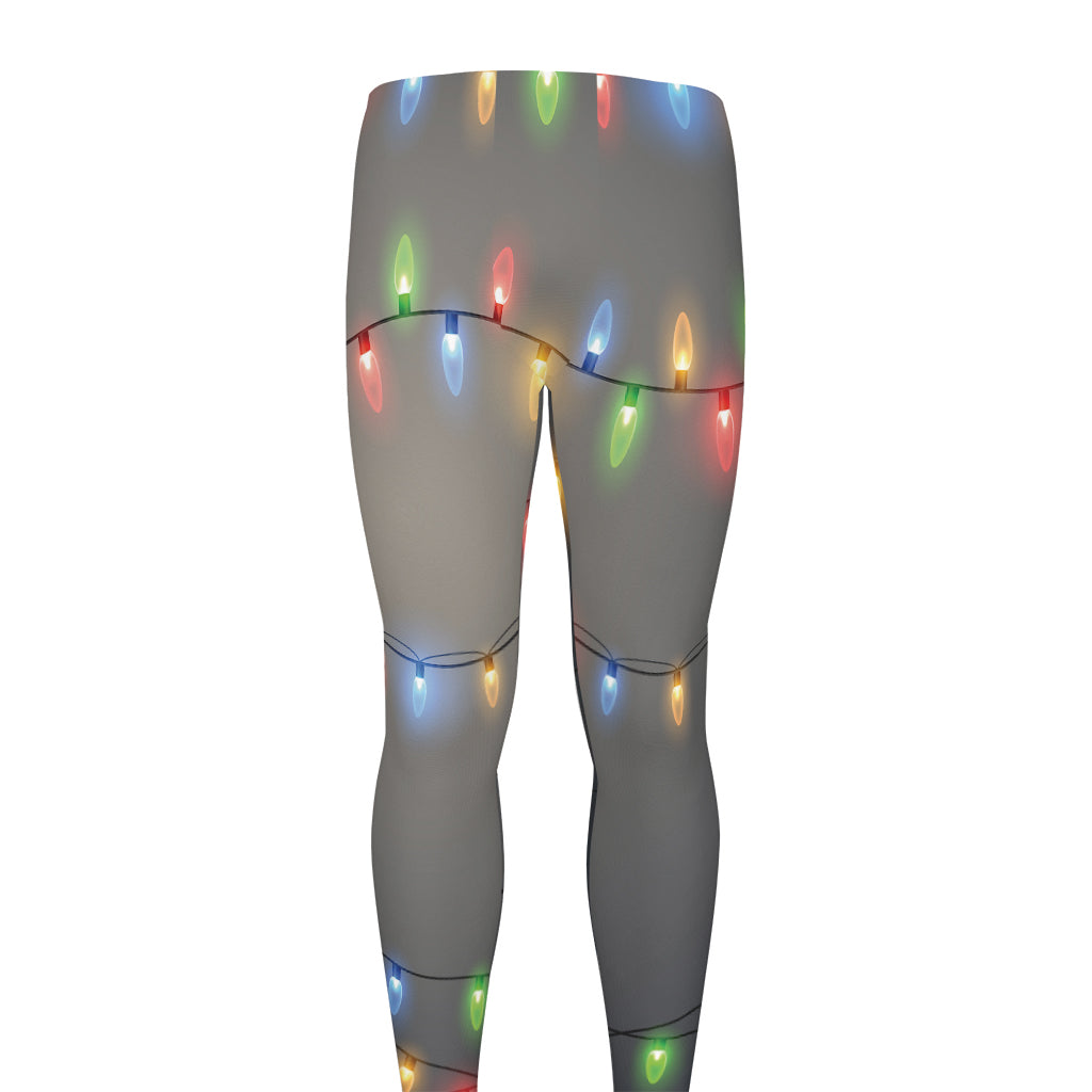 Colorful Christmas String Lights Print Men's leggings