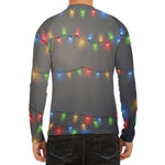 Colorful Christmas String Lights Print Men's Long Sleeve Rash Guard