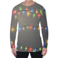 Colorful Christmas String Lights Print Men's Long Sleeve T-Shirt