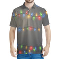 Colorful Christmas String Lights Print Men's Polo Shirt