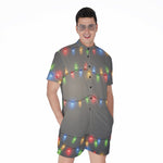Colorful Christmas String Lights Print Men's Rompers