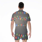 Colorful Christmas String Lights Print Men's Rompers