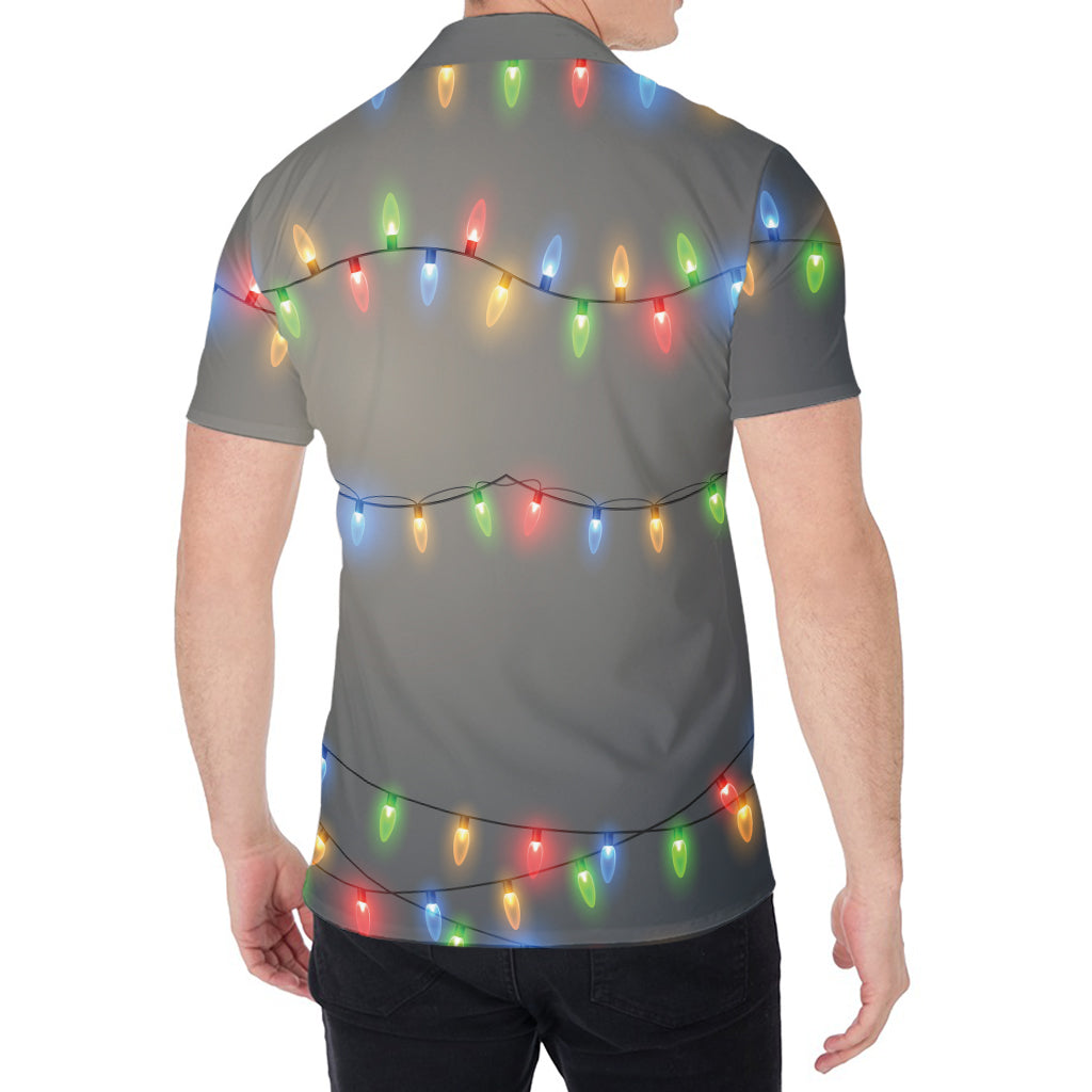 Colorful Christmas String Lights Print Men's Shirt