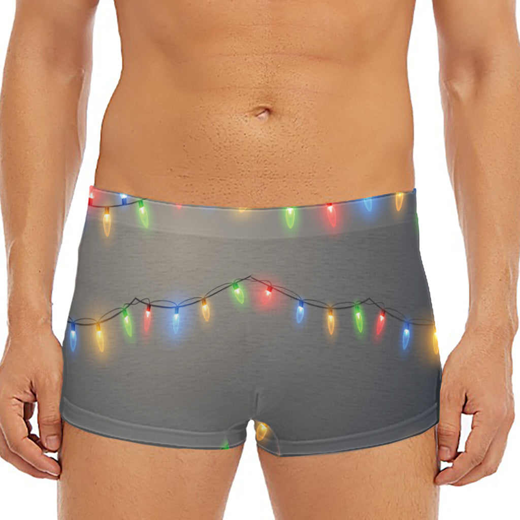 Colorful Christmas String Lights Print Men's Short Boxer Briefs