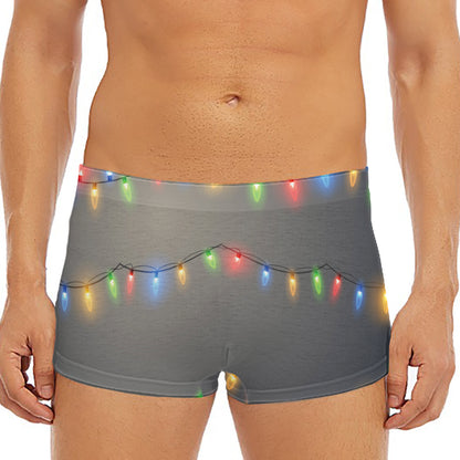 Colorful Christmas String Lights Print Men's Short Boxer Briefs