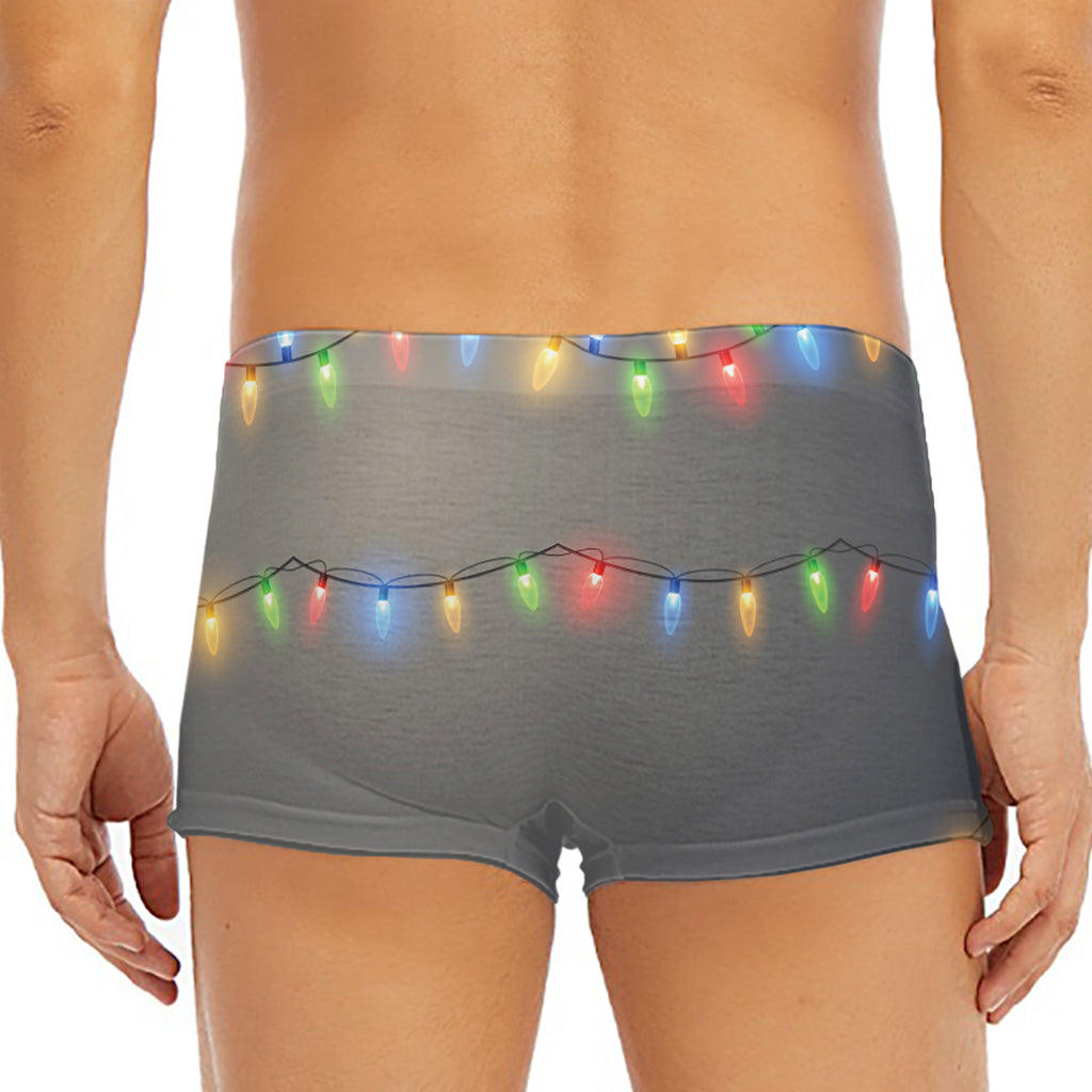 Colorful Christmas String Lights Print Men's Short Boxer Briefs