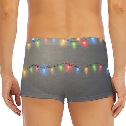 Colorful Christmas String Lights Print Men's Short Boxer Briefs