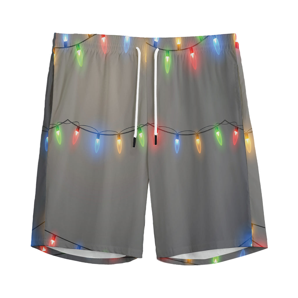 Colorful Christmas String Lights Print Men's Sports Shorts
