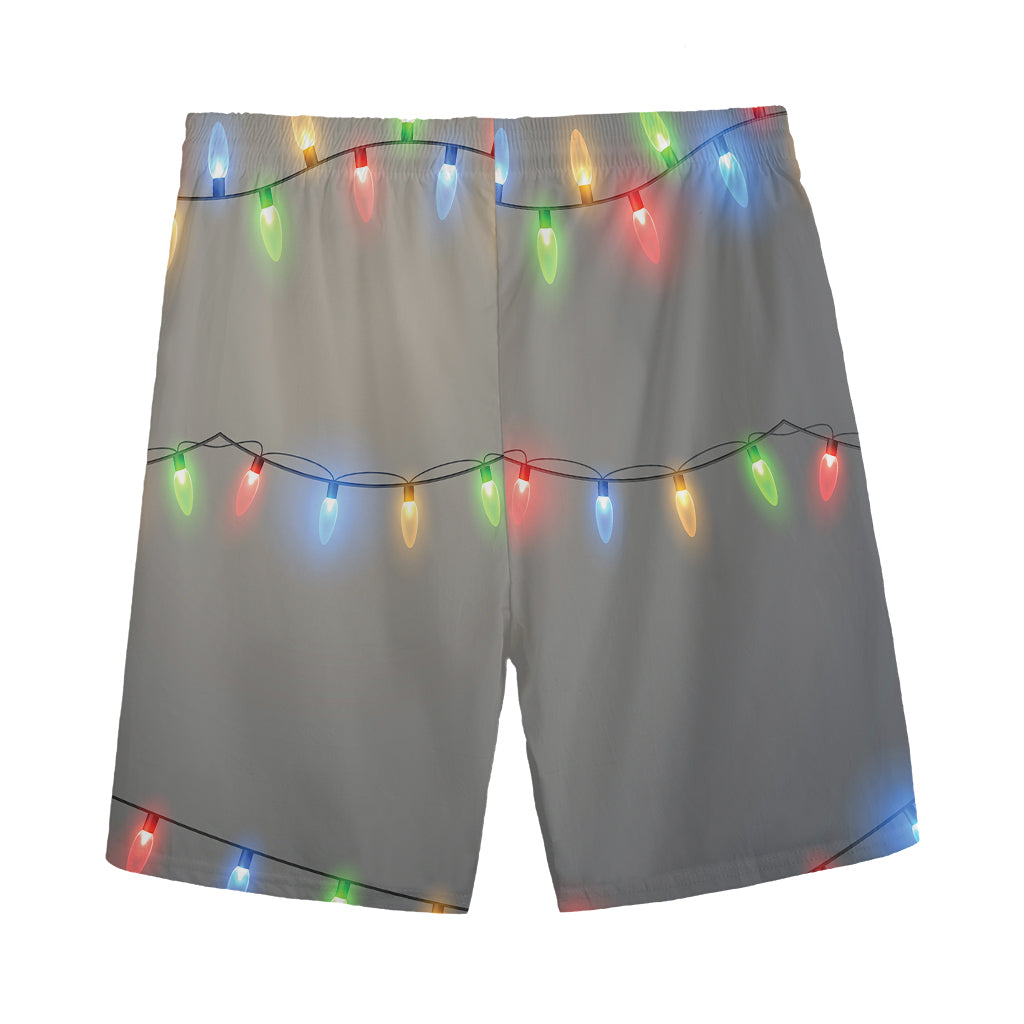 Colorful Christmas String Lights Print Men's Sports Shorts
