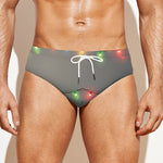 Colorful Christmas String Lights Print Men's Swim Briefs