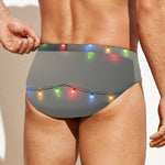 Colorful Christmas String Lights Print Men's Swim Briefs