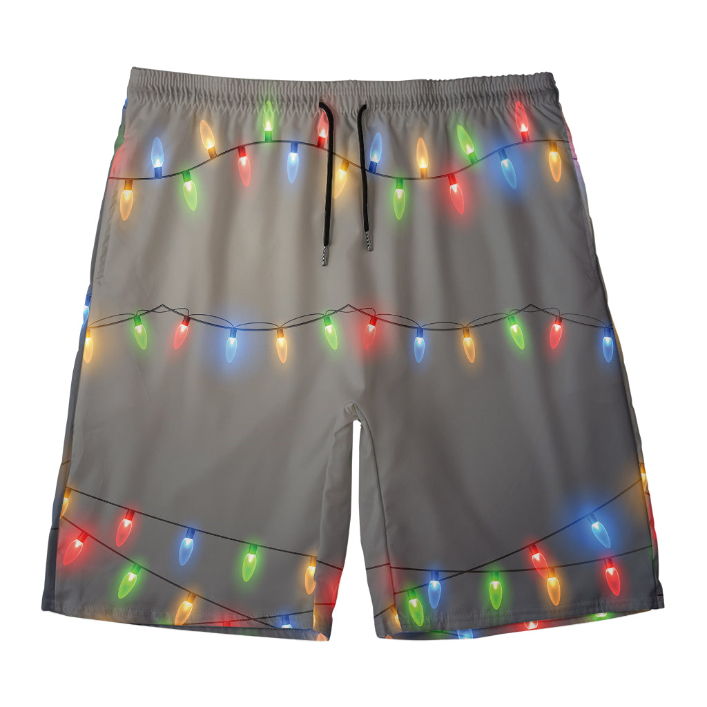 Colorful Christmas String Lights Print Men's Swim Trunks