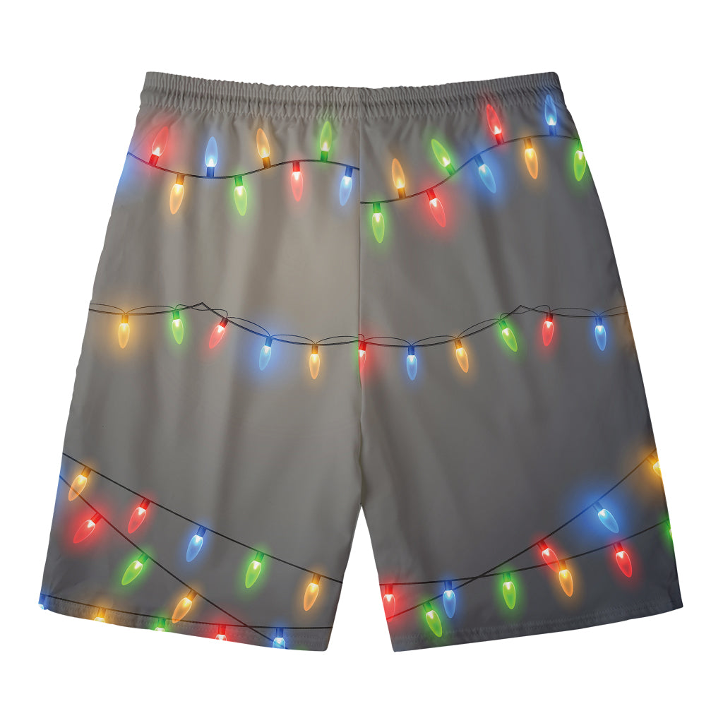 Colorful Christmas String Lights Print Men's Swim Trunks