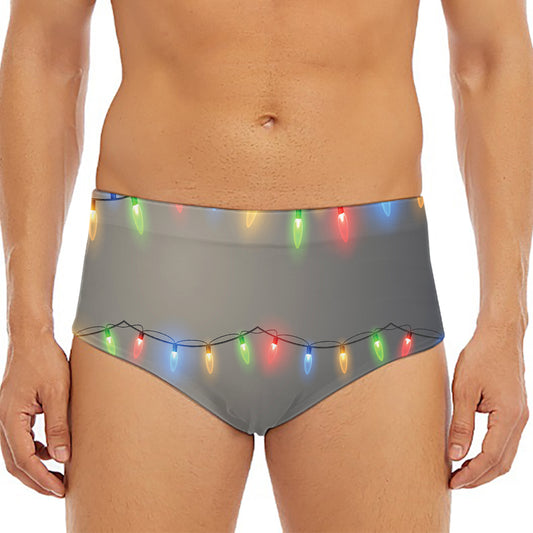 Colorful Christmas String Lights Print Men's Triangle Swim Briefs
