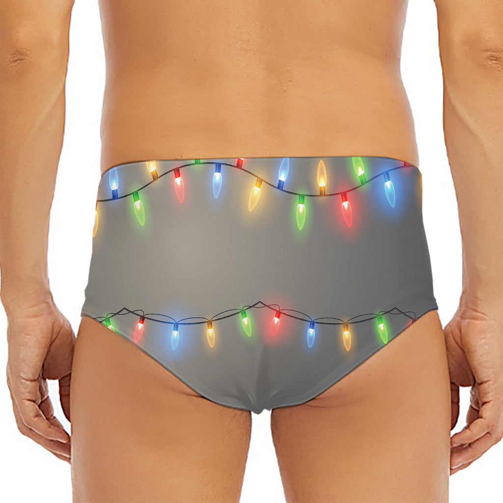 Colorful Christmas String Lights Print Men's Triangle Swim Briefs