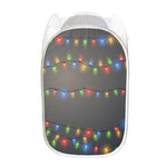 Colorful Christmas String Lights Print Mesh Laundry Hamper