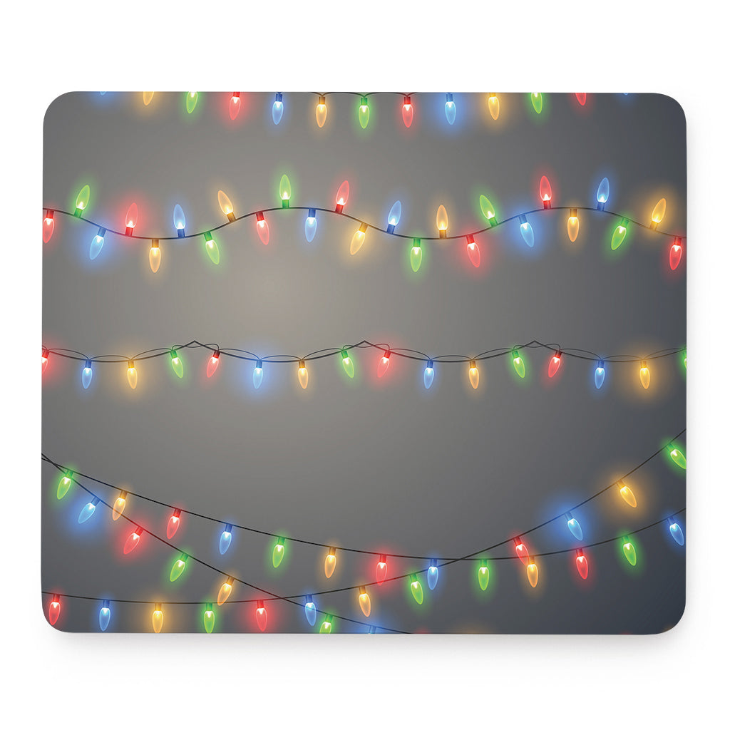 Colorful Christmas String Lights Print Mouse Pad