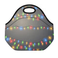 Colorful Christmas String Lights Print Neoprene Lunch Bag