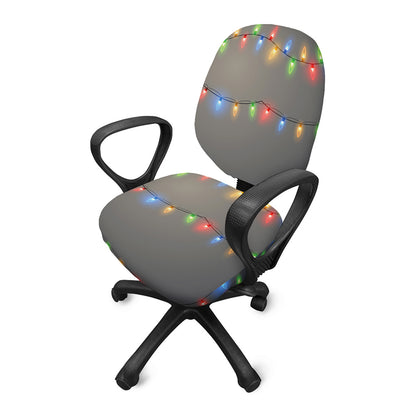 Colorful Christmas String Lights Print Office Chair Cover