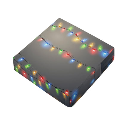 Colorful Christmas String Lights Print Outdoor Seat Cushion Cover