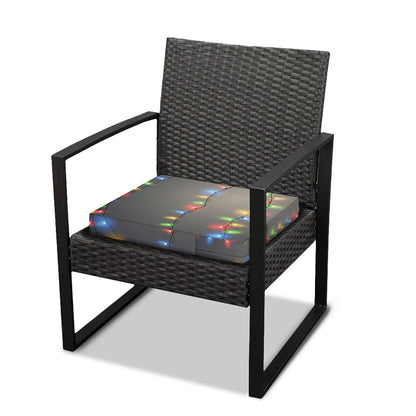 Colorful Christmas String Lights Print Outdoor Seat Cushion Cover