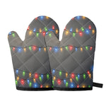 Colorful Christmas String Lights Print Oven Mitts