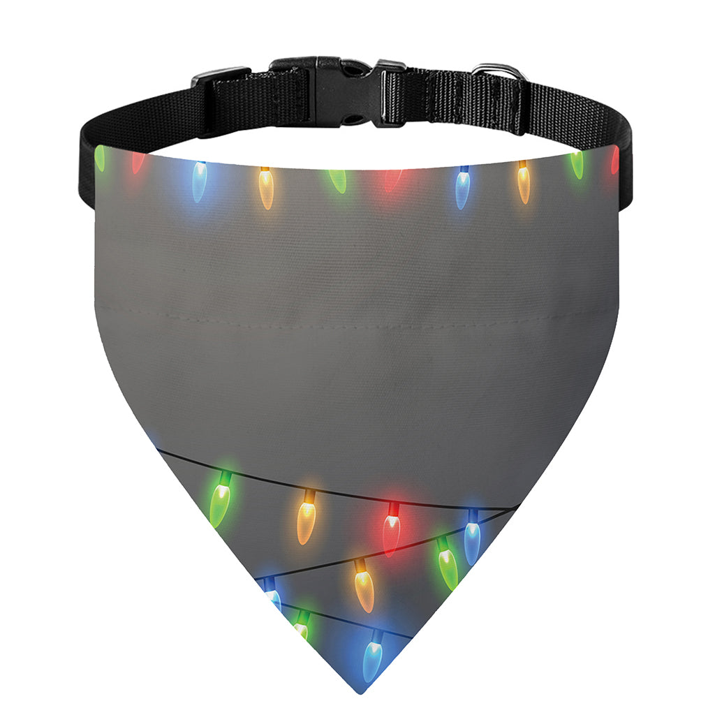 Colorful Christmas String Lights Print Over The Collar Dog Bandana