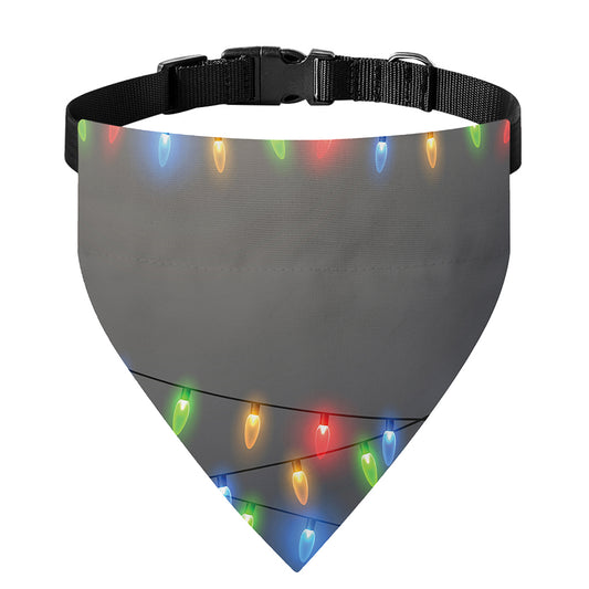 Colorful Christmas String Lights Print Over The Collar Dog Bandana