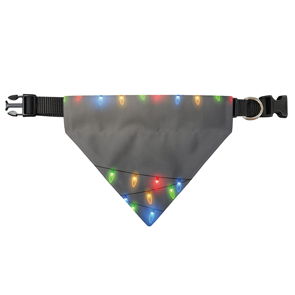 Colorful Christmas String Lights Print Over The Collar Dog Bandana
