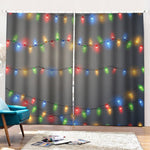 Colorful Christmas String Lights Print Pencil Pleat Curtains