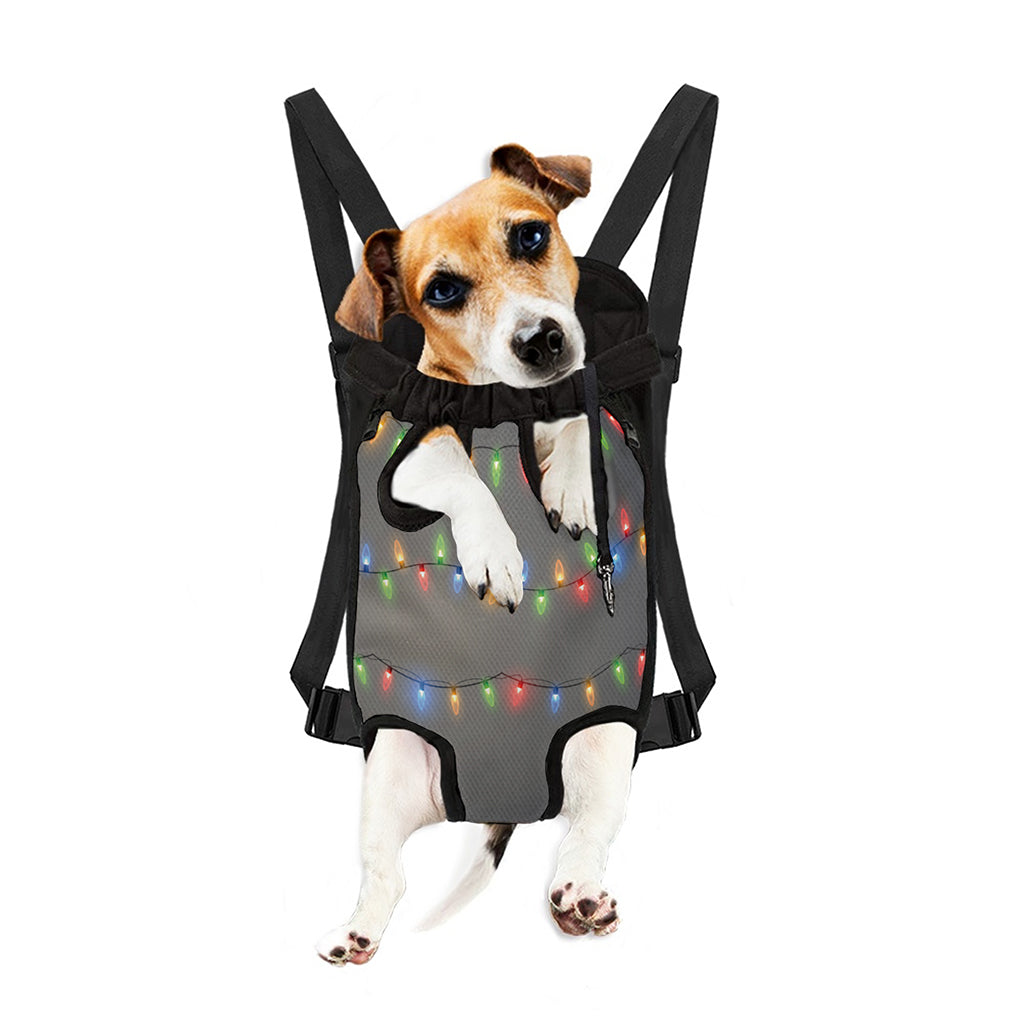 Colorful Christmas String Lights Print Pet Carrier Backpack