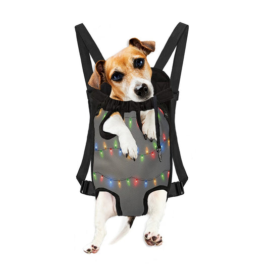 Colorful Christmas String Lights Print Pet Carrier Backpack