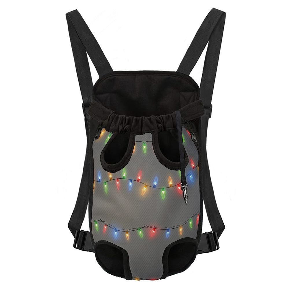 Colorful Christmas String Lights Print Pet Carrier Backpack