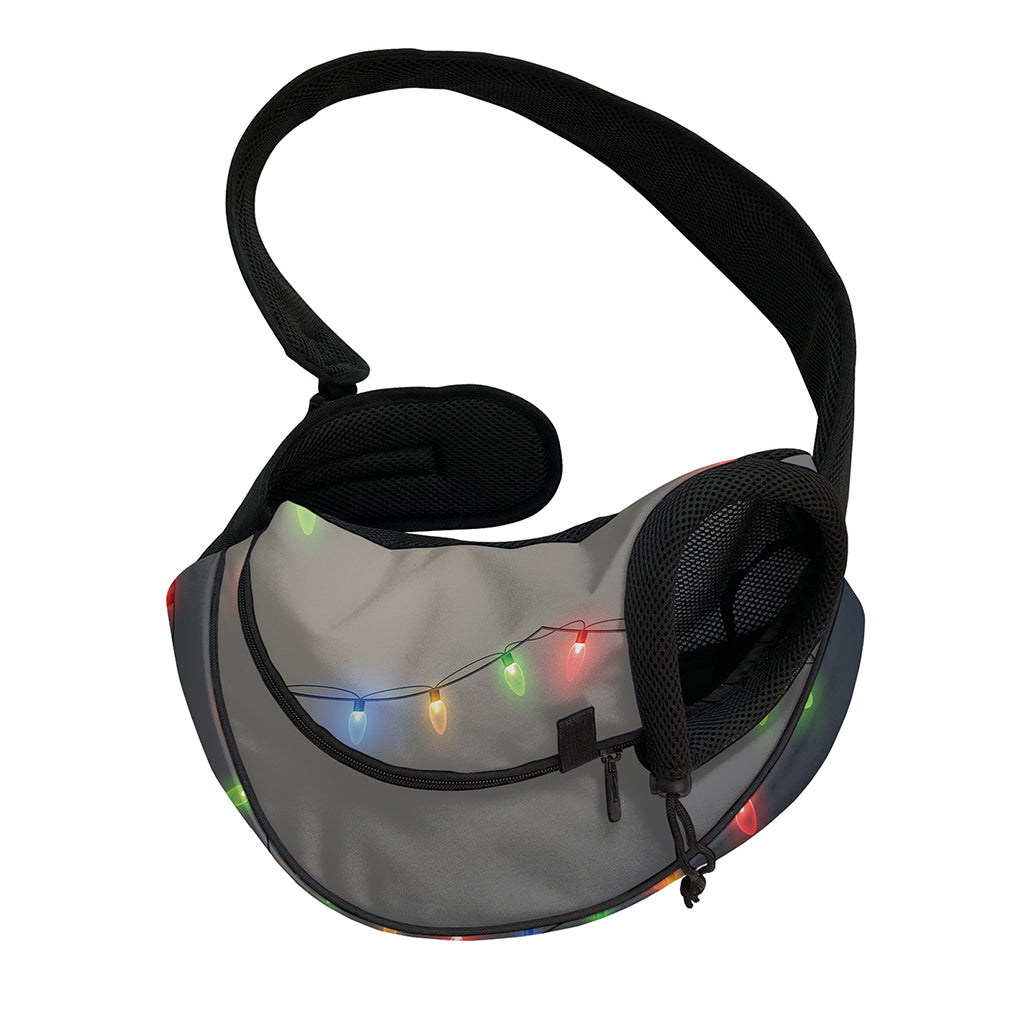 Colorful Christmas String Lights Print Pet Sling Carrier