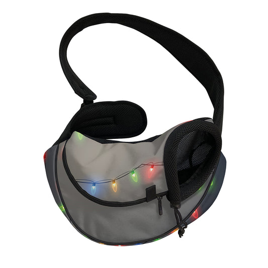 Colorful Christmas String Lights Print Pet Sling Carrier