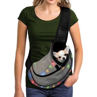 Colorful Christmas String Lights Print Pet Sling Carrier
