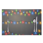 Colorful Christmas String Lights Print Placemat