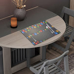 Colorful Christmas String Lights Print Placemat