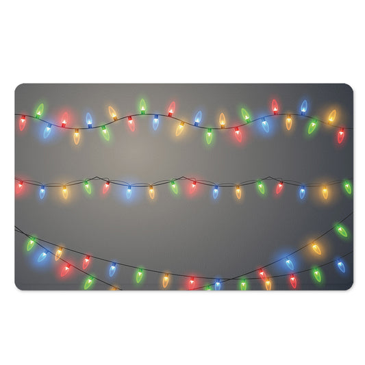 Colorful Christmas String Lights Print Polyester Doormat