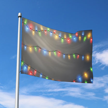 Colorful Christmas String Lights Print Polyester Flag